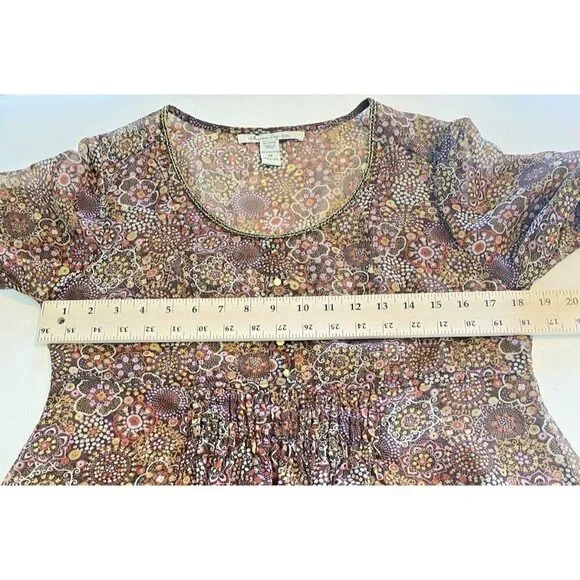 American Rag Cie Womens Top Sheer Floral Blouse Boho Fairy Coquette Cottage Sz M - Picture 4 of 13